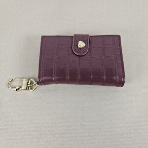 Betsey Johnson Croc-Embossed Key & Card Holder in Plum with Gold Hardware